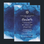 Invitation Bat mitzvah Moderne Typographie Bleu Aquarelle<br><div class="desc">Composé d'un script ludique et de la typographie serif; Tout sur un fond d'arrière - plan d'aquarelle bleue. Il est conçu par Select Party Supplies,  exclusif pour Zazzle. Disponible ici : http://www.zazzle.com/selectpartysupplies</div>