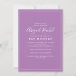 Invitation Bat mitzvah moderne violet<br><div class="desc">Un design moderne simple design design Bat mitzvah **VEUILLEZ LIRE AVANT DE COMMANDER** Si vous modifiez la forme ou la taille ou choisissez un autre produit et que le design est recadré de quelque façon que ce soit ou n'a pas l'air droit sur la page, vous devrez utiliser Live Design...</div>