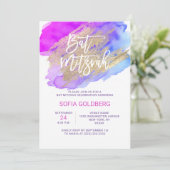 Invitation Bat mitzvah moderne violet bleu (Debout devant)