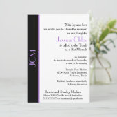 Invitation Bat Mitzvah Monogram Lavande Violet Noi (Debout devant)