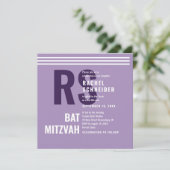 Invitation Bat Mitzvah Monogramme Moderne (Debout devant)