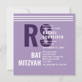Invitation Bat Mitzvah Monogramme Moderne (Devant)