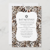 Invitation Bat mitzvah Motif de peau léopard (Devant)