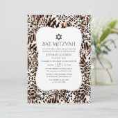 Invitation Bat mitzvah Motif de peau léopard (Debout devant)