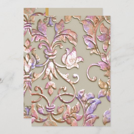 Invitation Bat mitzvah Multi "Embossé" Damask (Devant / Derrière)