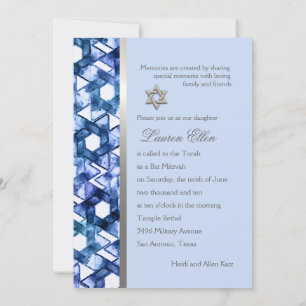 Invitation Bat mitzvah multicolore Damask
