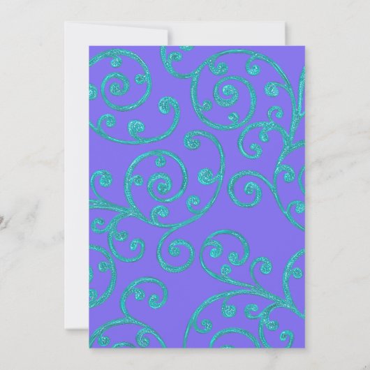 Invitation Bat mitzvah N'Importe Quelle Couleur Aqua Scroll D (Dos)