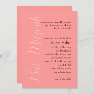 Invitation Bat mitzvah N'Importe Quelle Couleur Simple Minima