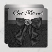 Invitation Bat mitzvah noir et argent (Devant / Derrière)