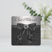Invitation Bat mitzvah noir et argent (Debout devant)