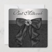 Invitation Bat mitzvah noir et argent (Devant)
