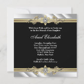 Invitation Bat mitzvah noir et or argenté (Dos)