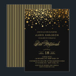 Invitation Bat mitzvah noir Faux Gold Foil Confetti<br><div class="desc">Famille Invitation et amis à votre fille Bat mitzvah avec cette invitation moderne et élégante. Il présente des points de confetti en faux or et des motifs rayés. Personnalisez-vous en ajoutant le nom,  la date,  l'heure,  le lieu et d'autres détails de l'événement. Les éléments correspondants sont disponibles.</div>