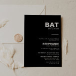 Invitation Bat mitzvah noir minimaliste élégant<br><div class="desc">Cette invitation minimaliste élégante de bat mitzvah noir blanc est parfaite pour une simple célébration religieuse. Le design comporte une belle police dans un arrière - plan noir pour embellir votre événement.</div>