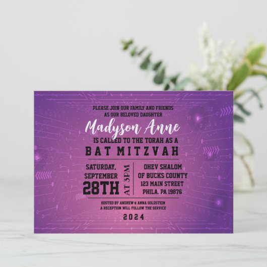 Invitation Bat mitzvah NUMÉRIQUE JEU 3D (Debout devant)