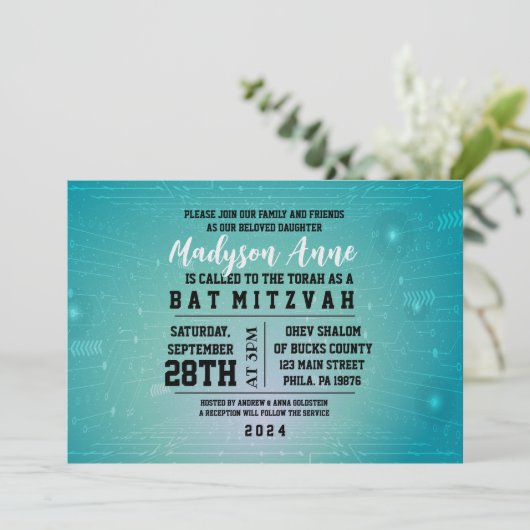 Invitation Bat mitzvah NUMÉRIQUE JEU 3D (Debout devant)