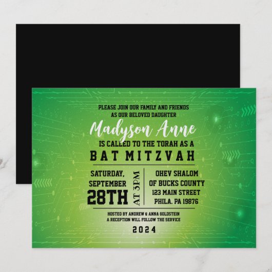 Invitation Bat mitzvah NUMÉRIQUE JEU 3D (Devant / Derrière)