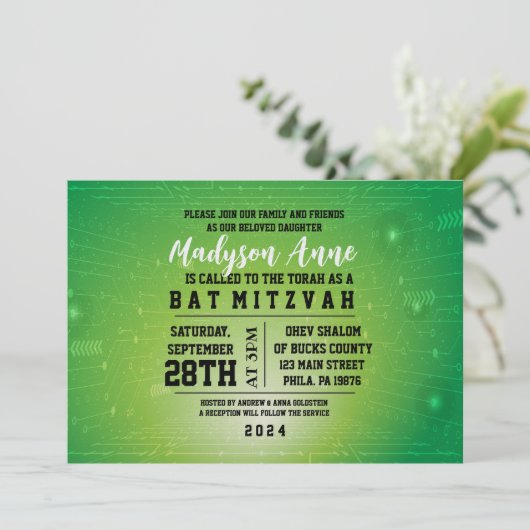 Invitation Bat mitzvah NUMÉRIQUE JEU 3D (Debout devant)