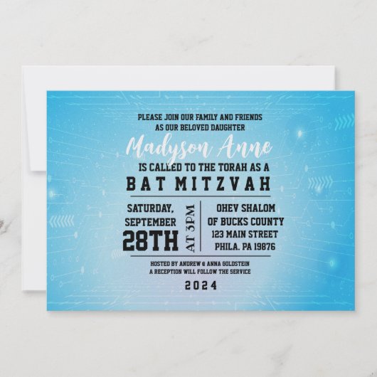 Invitation Bat mitzvah NUMÉRIQUE JEU 3D (Devant)