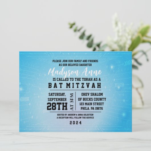 Invitation Bat mitzvah NUMÉRIQUE JEU 3D (Debout devant)