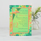 Invitation Bat mitzvah Orange, Green Polka Dot (Debout devant)