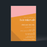Invitation Bat mitzvah orange vif rose géométrique moderne<br><div class="desc">Invitation Bat mitzvah de formes Gras Géométriques Rose et Orange Brûlé</div>