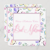 Invitation Bat mitzvah papillon (Devant / Derrière)