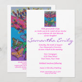 Invitation Bat mitzvah - papillon recueillant l'arbre de la (Devant / Derrière)