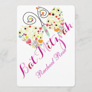 Invitation Bat mitzvah/papillons PixDezines
