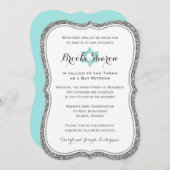 Invitation Bat mitzvah| parties scintillant d'arge (Devant / Derrière)