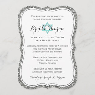 Invitation Bat mitzvah parties scintillant d'arge