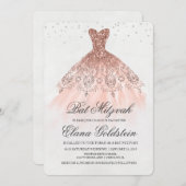 Invitation Bat mitzvah Parties scintillant robe Diamond Invit (Devant / Derrière)
