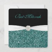 Invitation Bat mitzvah, Parties scintillant Turquoise, Invita (Devant)