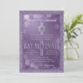Invitation Bat mitzvah | Parties scintillant violette (Debout devant)