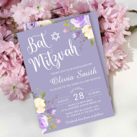 Bat mitzvah Pastel Purple Floral Blanc Script