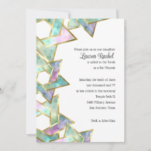 Invitation Bat mitzvah Pastel Star de David