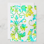Invitation Bat mitzvah Peint Damas Turquoise Jaune (Dos)