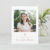 Invitation Bat mitzvah photo en or doux et simple Faux Rose (Debout devant)