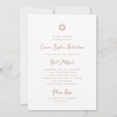Invitation Bat mitzvah photo en or doux et simple Faux Rose (Dos)