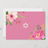 Invitation Bat mitzvah photo Floral Aquarelle Gold Script (Dos)