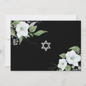 Invitation Bat mitzvah photo noir Argent Floral Aquarelle (Dos)
