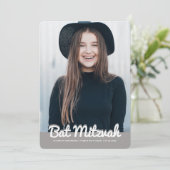 Invitation Bat mitzvah Photo personnalisée moderne (Debout devant)