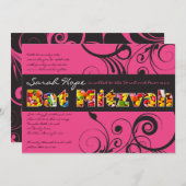 Invitation Bat mitzvah PINK CANDY (Devant / Derrière)