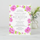 Invitation Bat mitzvah Pink Peonies (Debout devant)