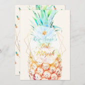 Invitation Bat mitzvah PixDezines Ananas (Devant / Derrière)