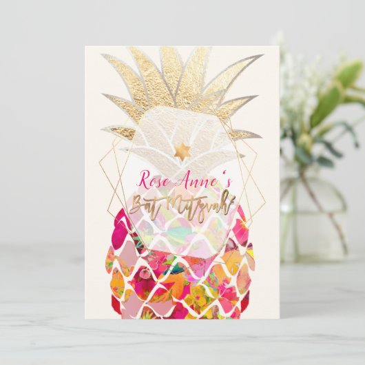 Invitation Bat mitzvah PixDezines Ananas (Debout devant)