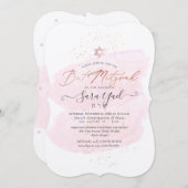 Invitation Bat mitzvah PixDezines Aquarelle Rose (Devant / Derrière)