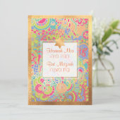 Invitation Bat mitzvah PixDezines Boho Floral+Papillons (Debout devant)