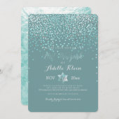 Invitation Bat mitzvah PixDezines/Confetti Bleu (Devant / Derrière)