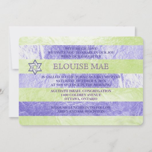 Invitation Bat mitzvah PixDezines do-it-yourself bandes coule (Dos)